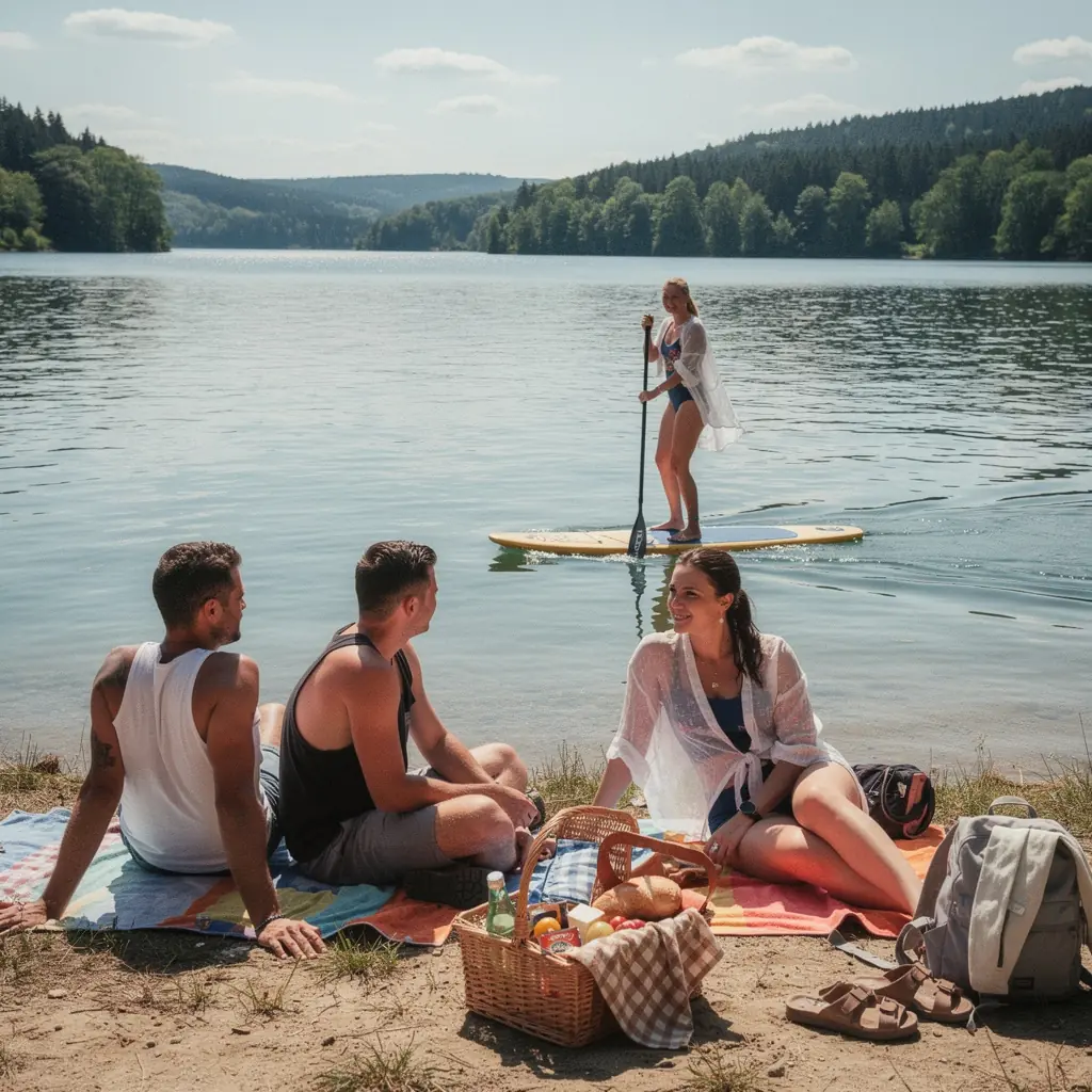 Zahradní terasy a květinové záhony v historickém městě Telč.